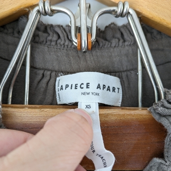 Apiece Apart Mini Dress Women's XS Brown Las Alturas Morel Ruffle Button Up - Picture 4 of 9